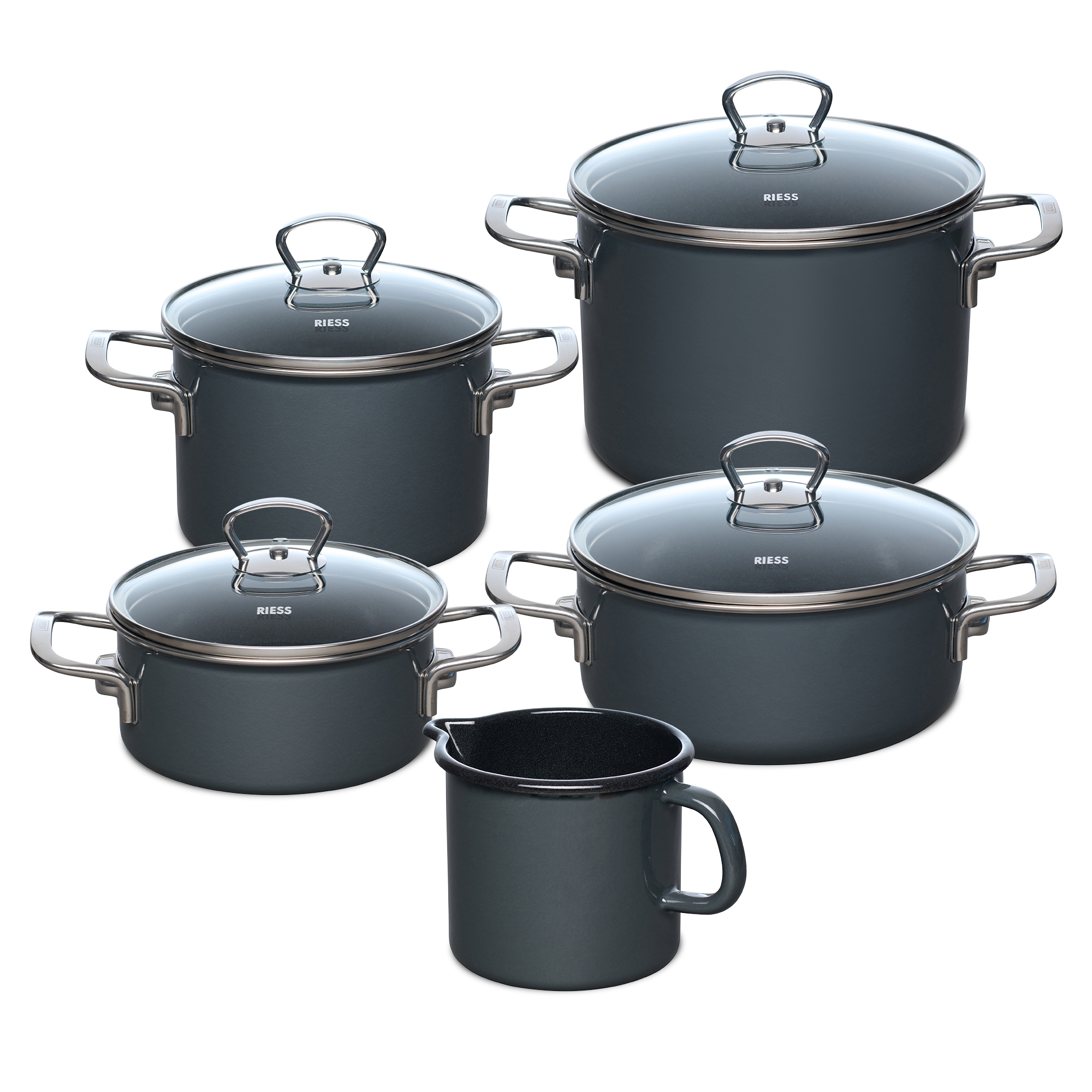 Riess - NOUVELLE PUR - Dark Grey - Famillien-Set 5tlg.