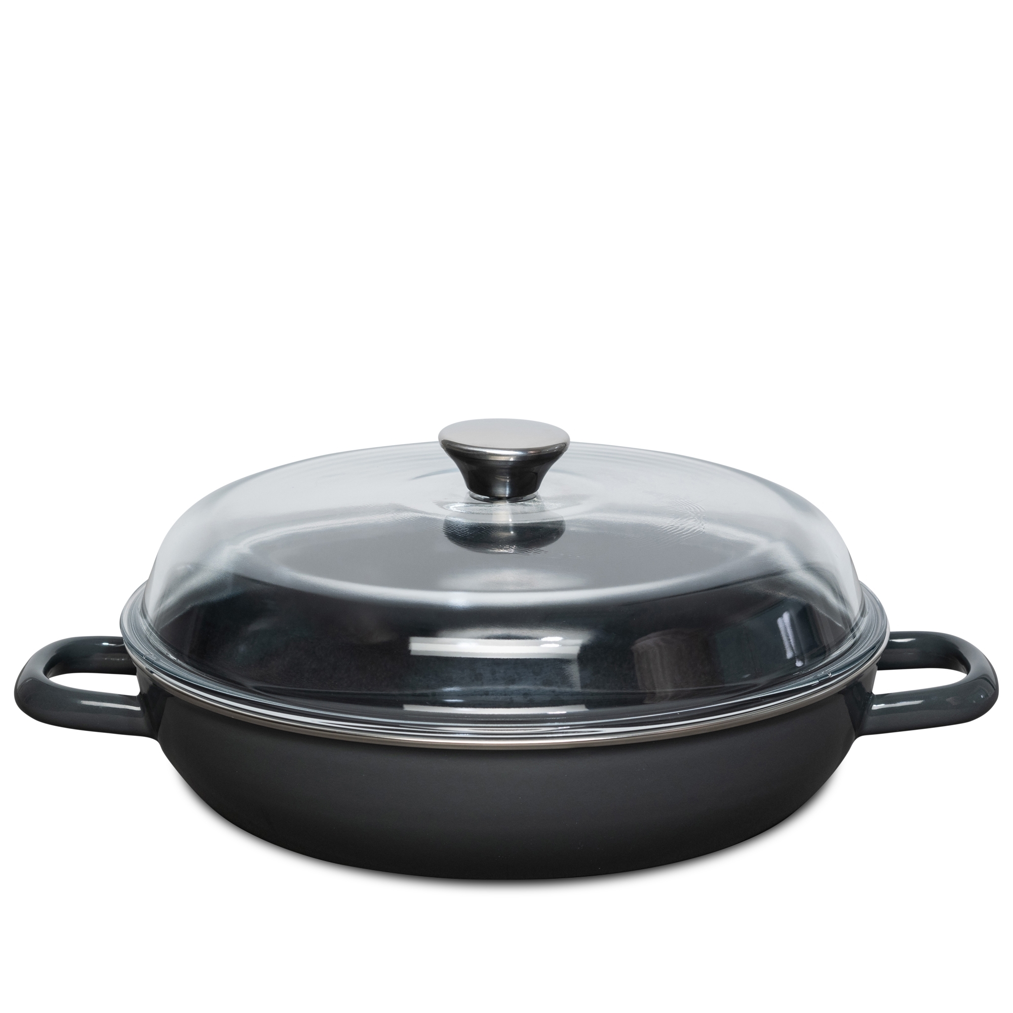 Riess - CLASSIC - Schmorpfanne mit Glasdeckel 28 cm - Dark Grey
