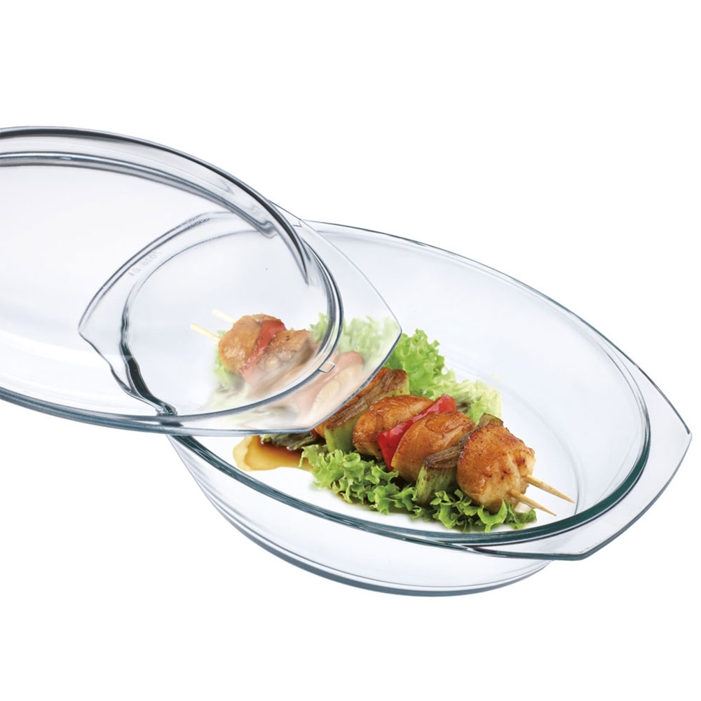 Riess/SIMAX - FASHION GLAS - Ovale Schüssel mit Deckel 2,4 Liter