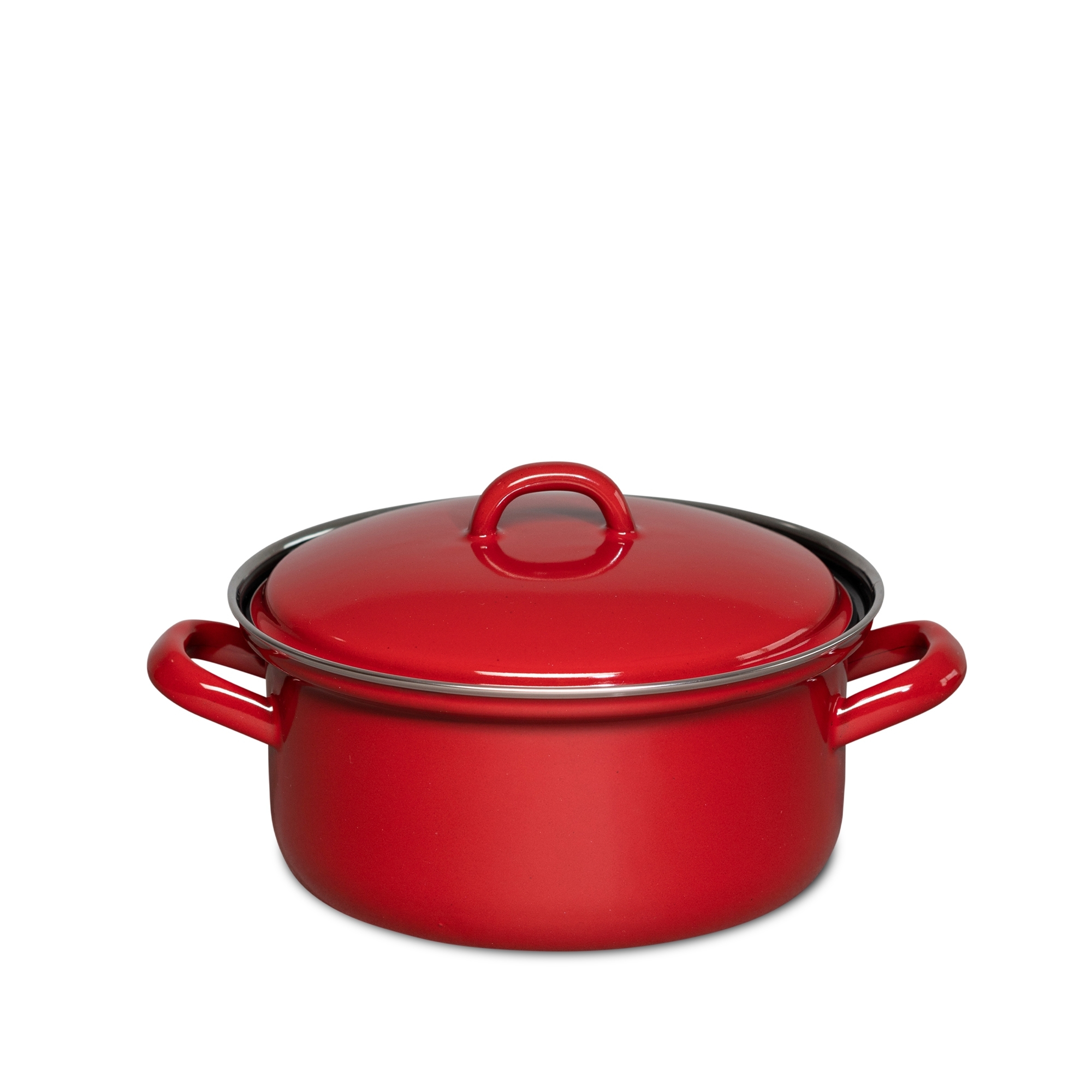 Riess COLOR rote Emaille-Kasserolle mit Deckel