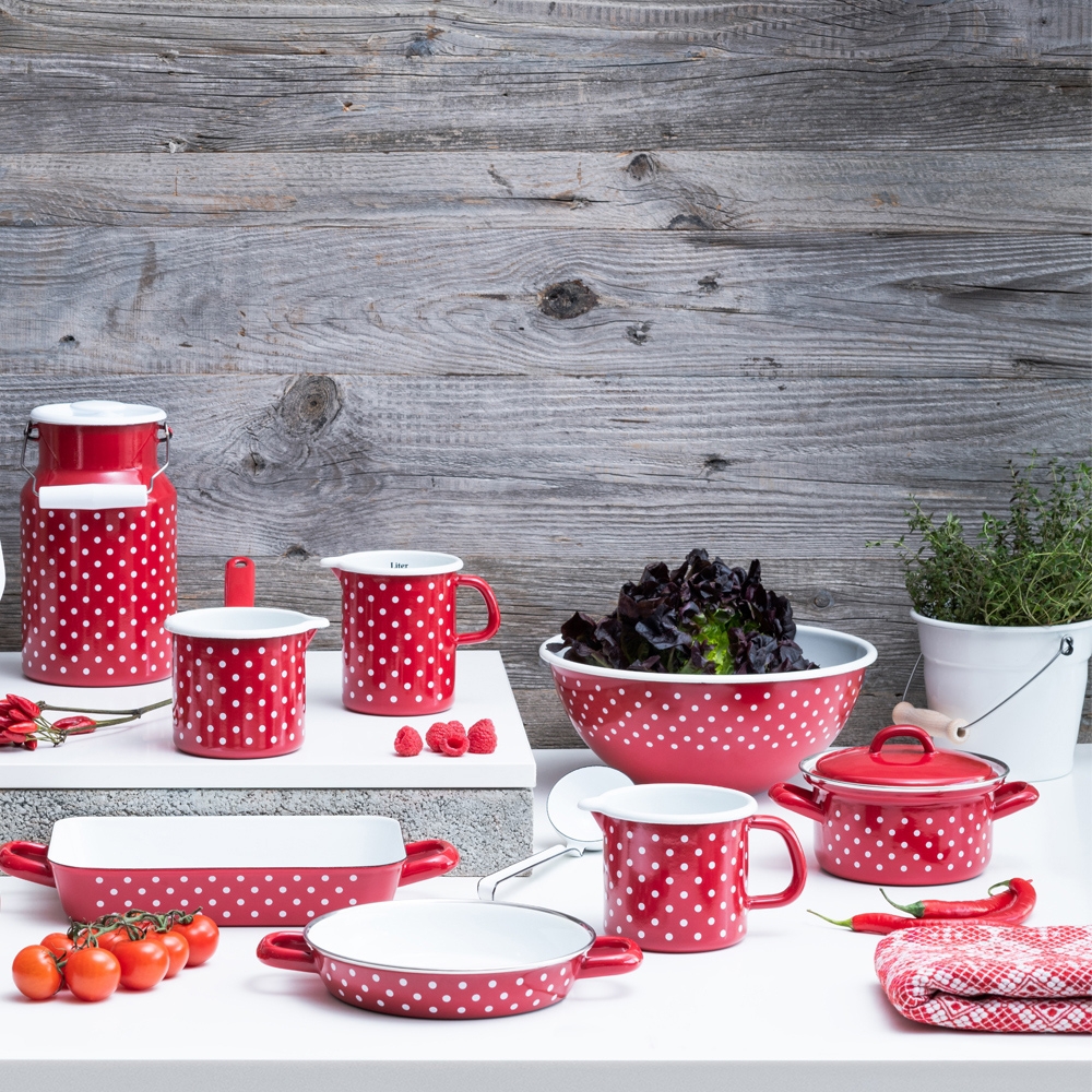 Riess COUNTRY - Polka-dot red - Milk pan with long handle