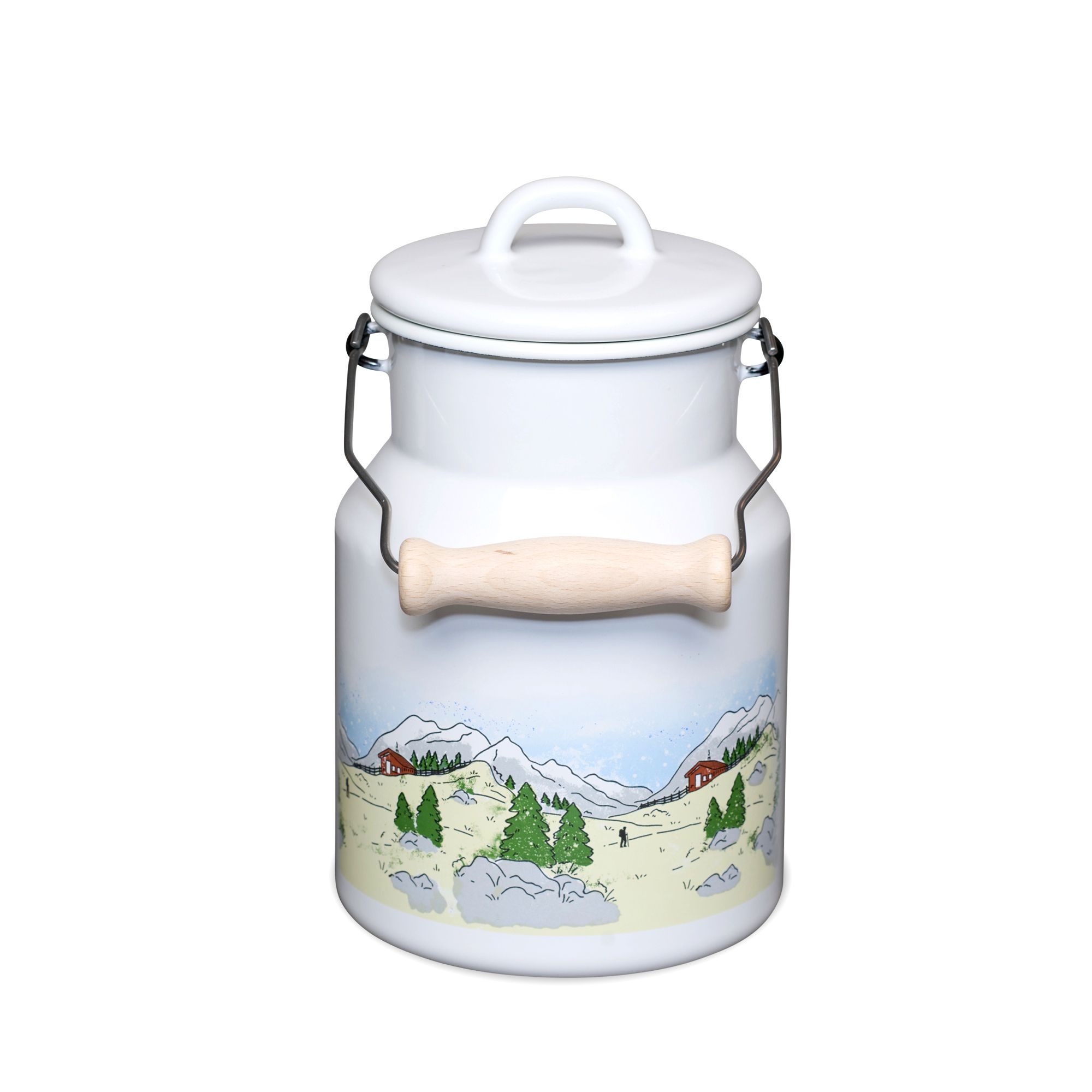 Riess COUNTRY - Landlust - Milchkanne 1,5 L mit Deckel und Holzgriff