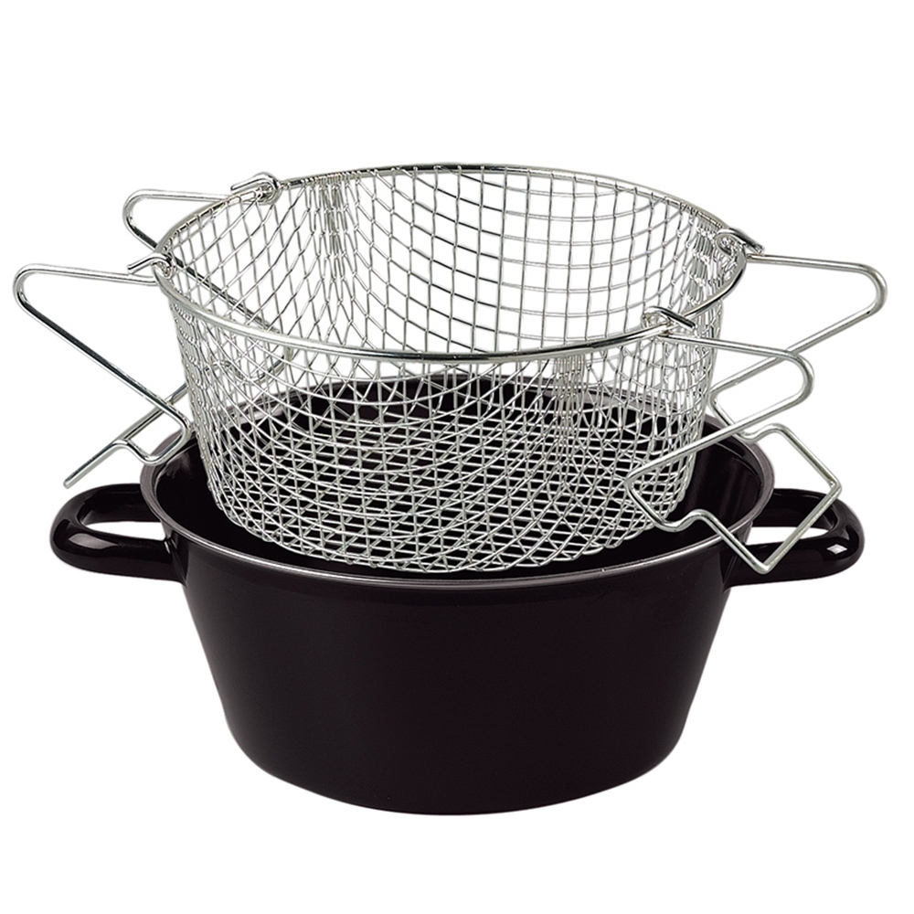 Riess CLASSIC - Schwarzemaille - Pommes-Frites Pfanne mit Einsatz