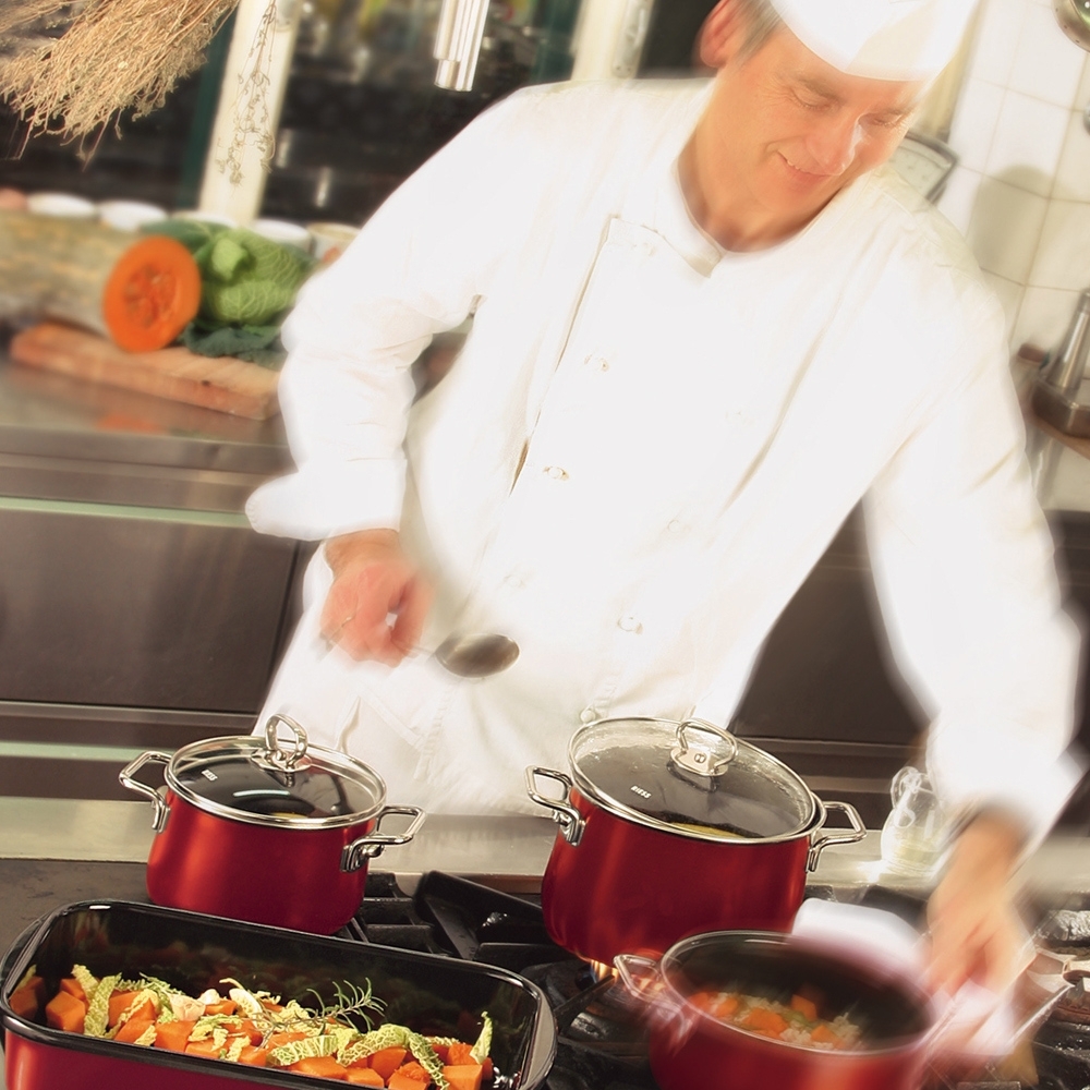 Riess NOUVELLE - Rosso EXTRA STRONG - Casserole with glass lid