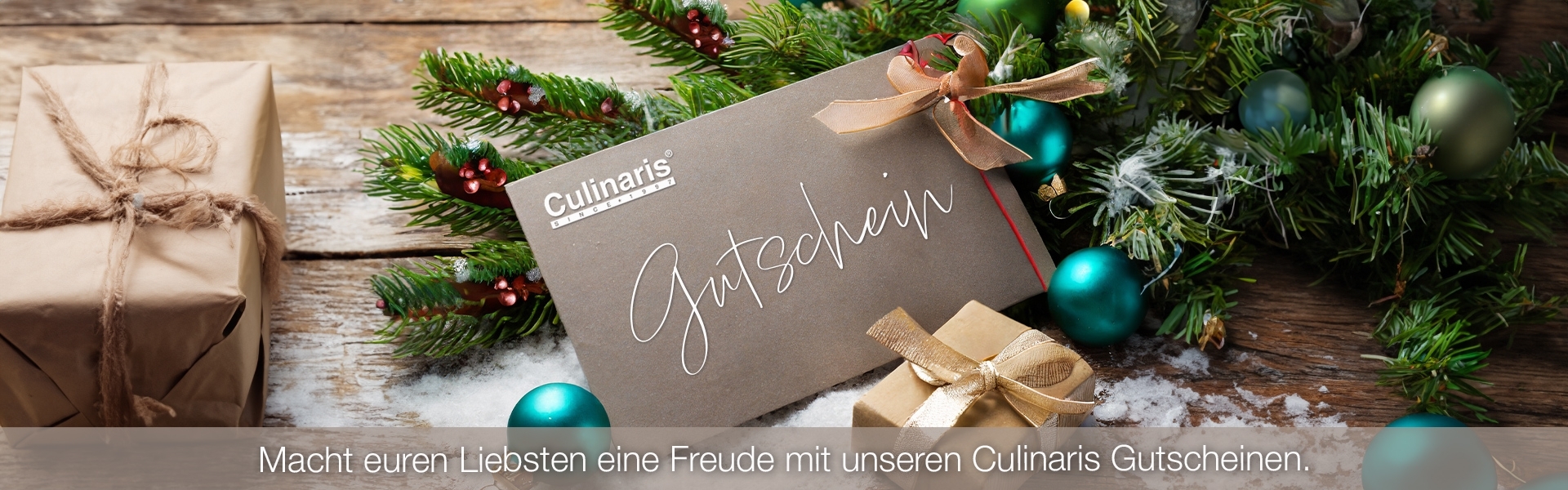 Weihnachtlicher Culinariis Geschenkgutschein mit Deko