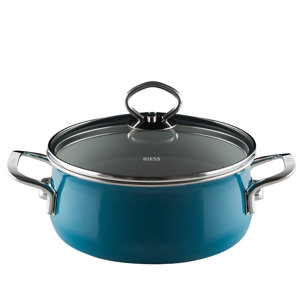 Riess NOUVELLE - Aquamarin EXTRASTARK - Kasserolle mit Glasdeckel