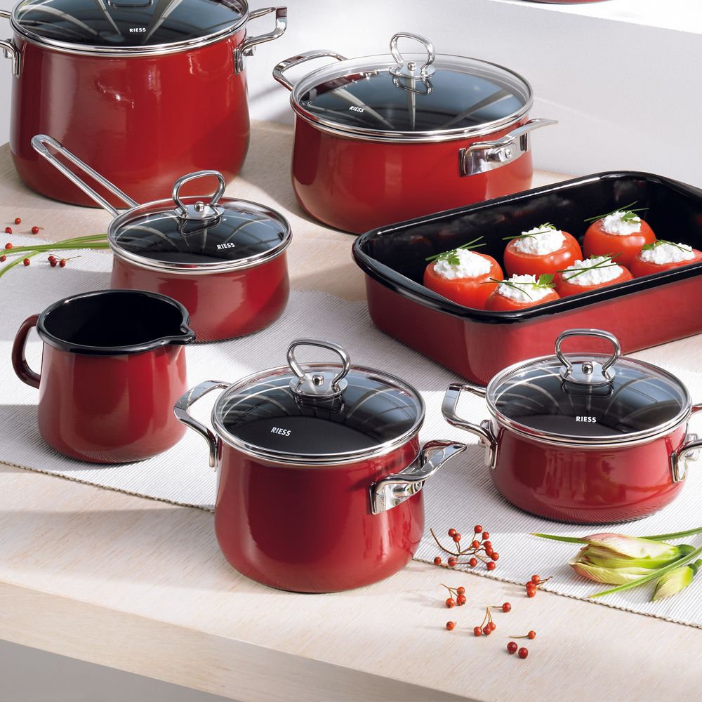 Riess NOUVELLE - Rosso EXTRA STRONG - Casserole with glass lid