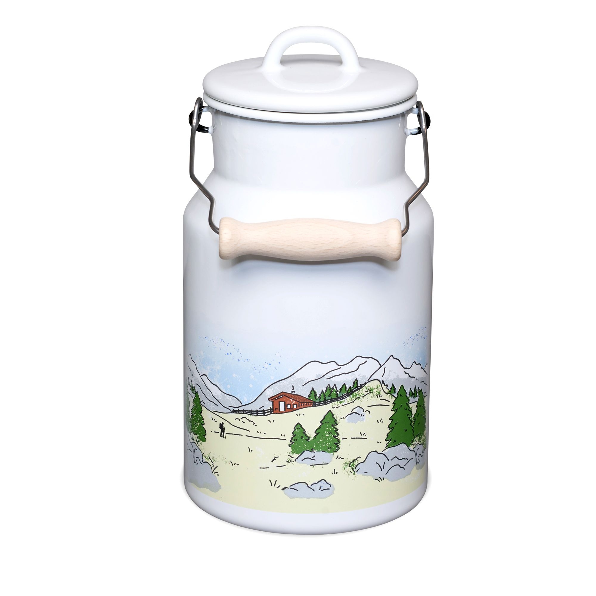 Riess COUNTRY - Landlust - Milchkanne 2,0 L mit Deckel und Holzgriff