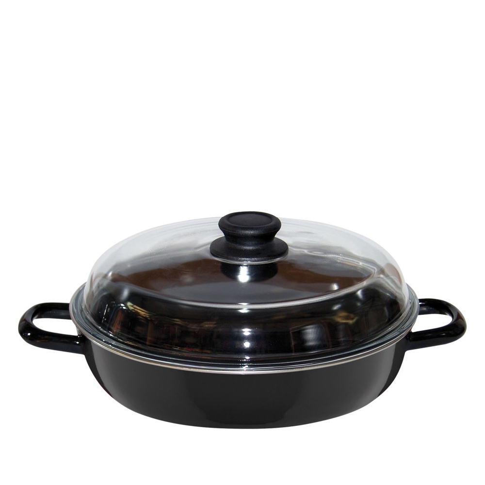 Riess CLASSIC - Schwarzemaille - Schmorpfanne inkl. Glasdeckel