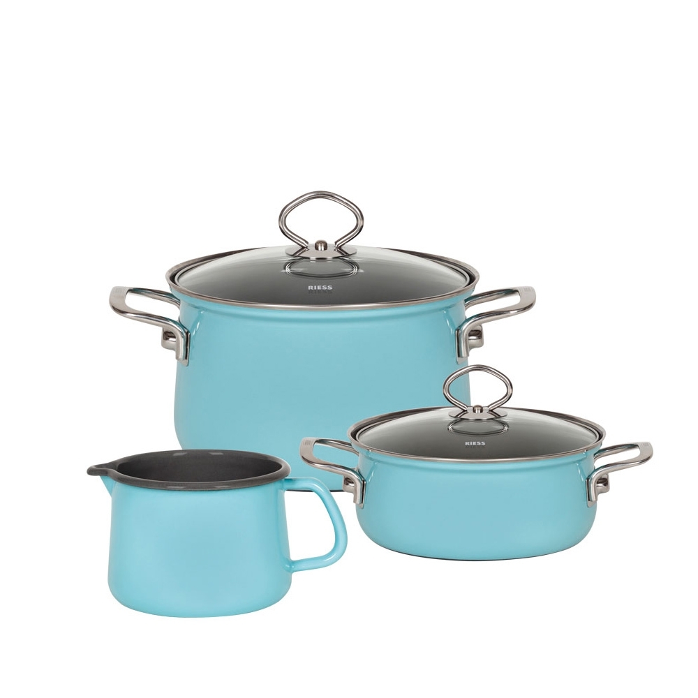 Riess NOUVELLE - Kristallblau - Geschirr-Set 3-tlg.