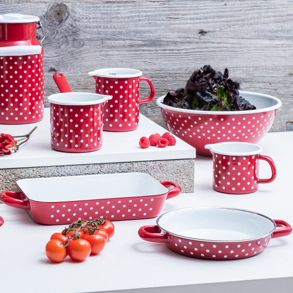 Riess COUNTRY - Polka-dot red - Pot with crimp/drinking cup