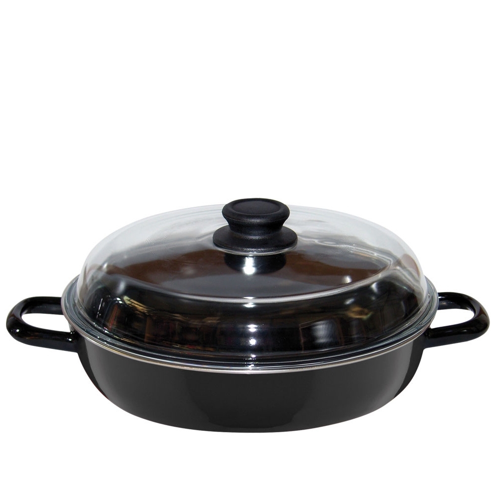 Riess CLASSIC - Schwarzemaille - Schmorpfanne inkl. Glasdeckel