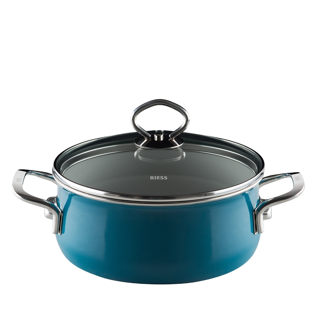 Riess NOUVELLE - Aquamarin EXTRASTARK - Kasserolle mit Glasdeckel