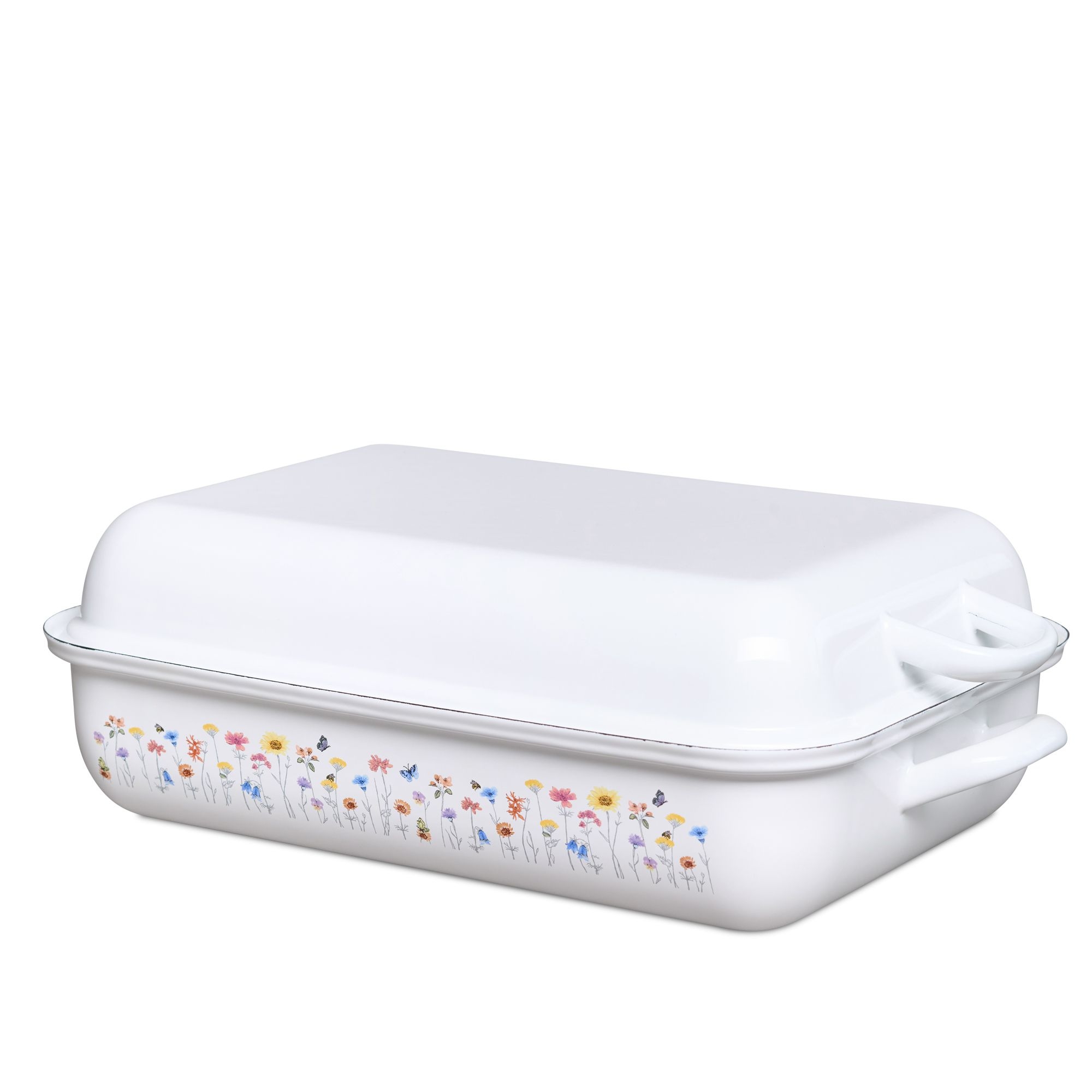 Riess Sonderdekor - Flora - Bratpfanne mit Deckel 37 x 26 x 13,6cm