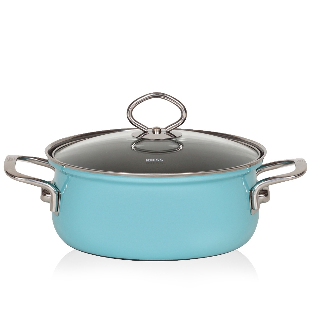 Riess NOUVELLE - Kristallblau - Kasserolle mit Glasdeckel