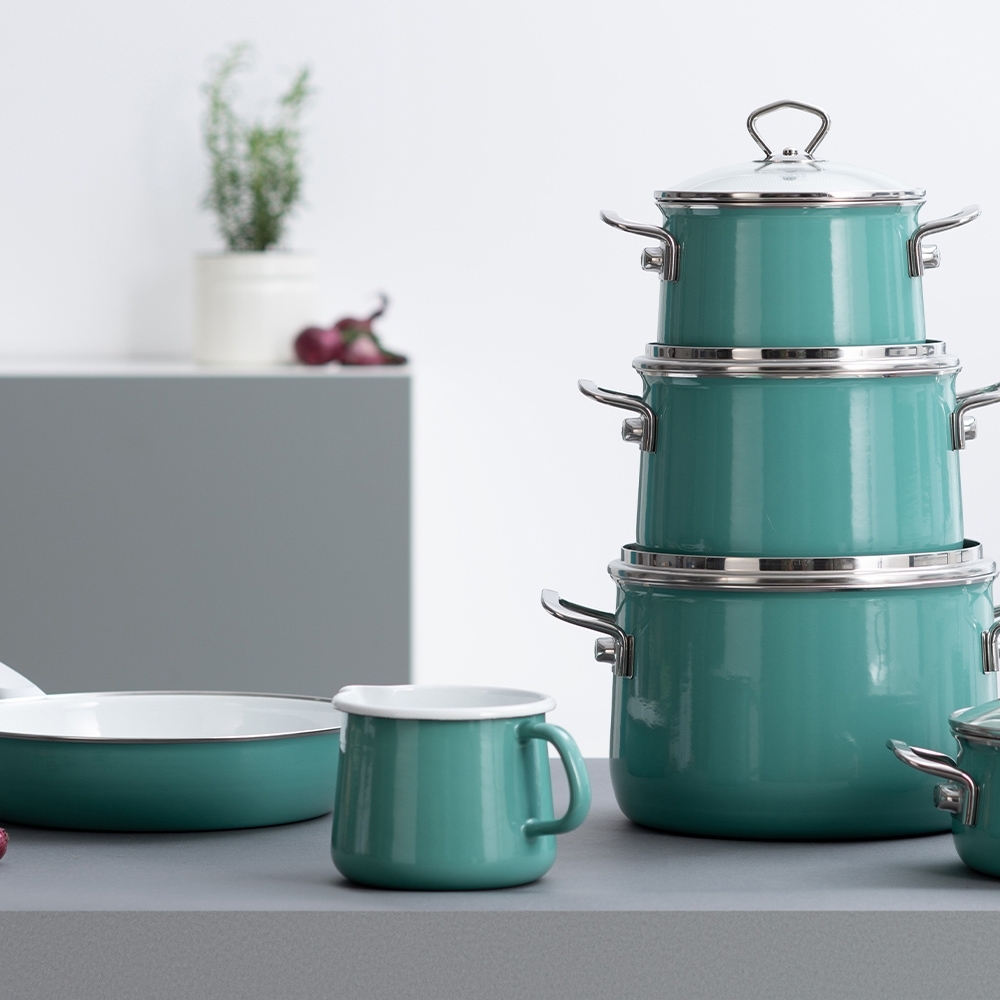 Riess NOUVELLE - Nature Green Medium - Emaille Pfanne