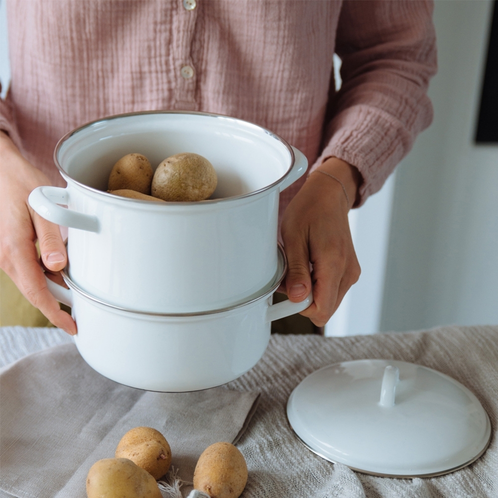 Riess CLASSIC - White - Potato cooker with lid Riess CLASSIC - White - Potato cooker with lid
