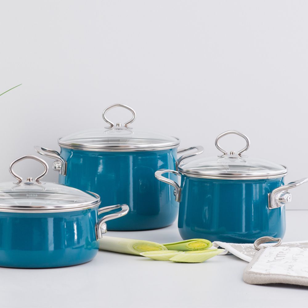 Riess NOUVELLE - Aquamarin EXTRA STRONG - Casserole with glass lid