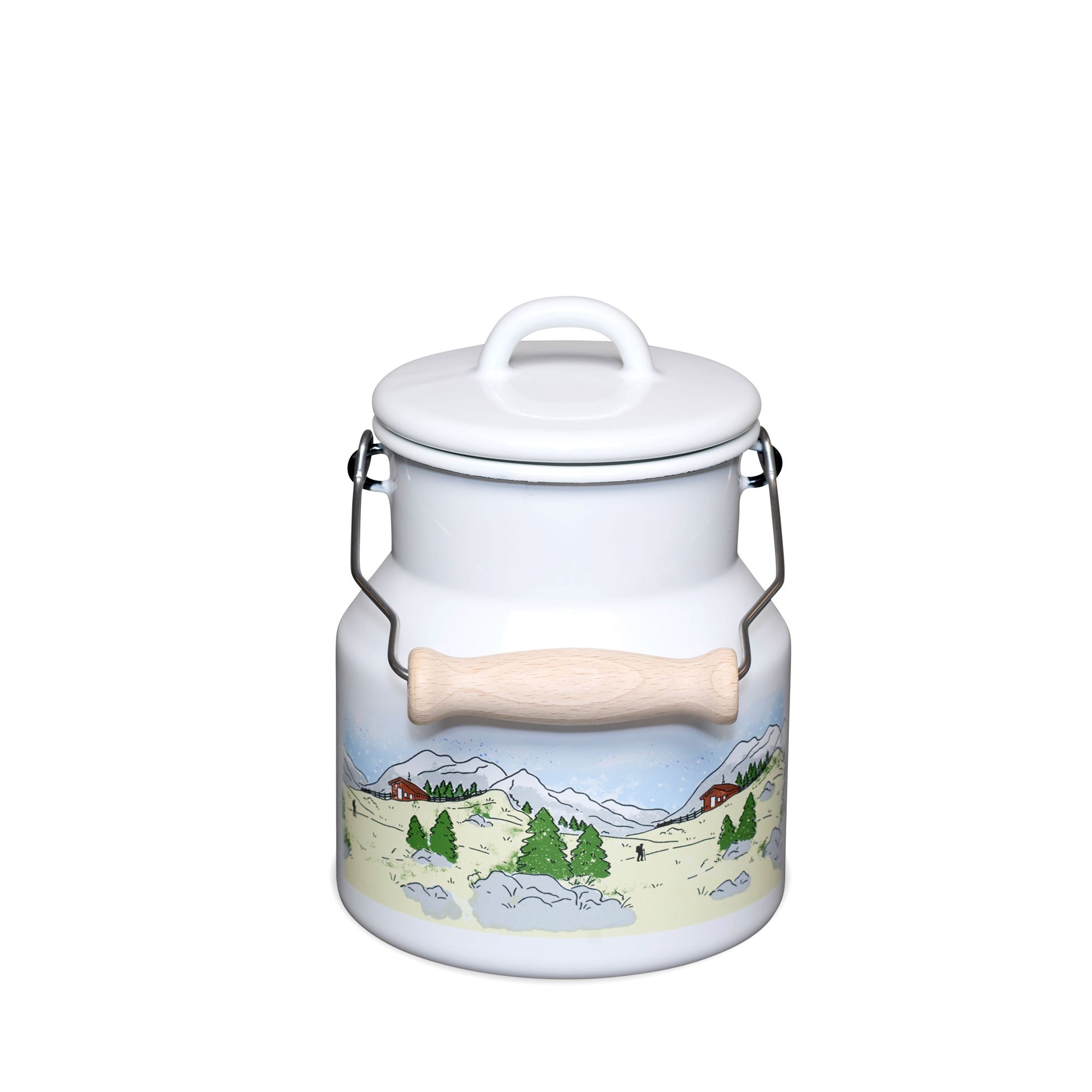 Riess COUNTRY - Landlust - Milchkanne 1,0 L mit Deckel und Holzgriff