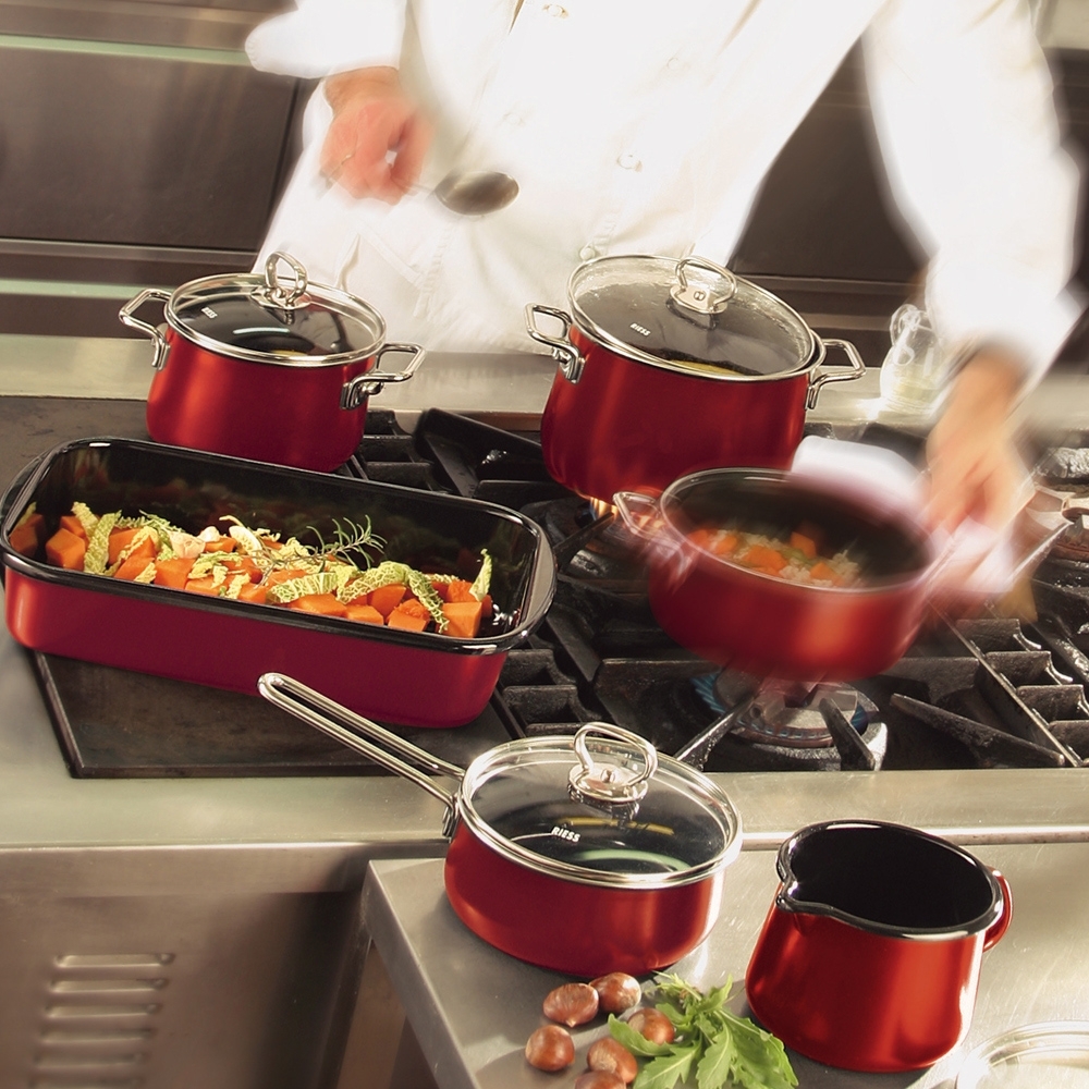 Riess NOUVELLE - Rosso EXTRA STRONG - Casserole with glass lid