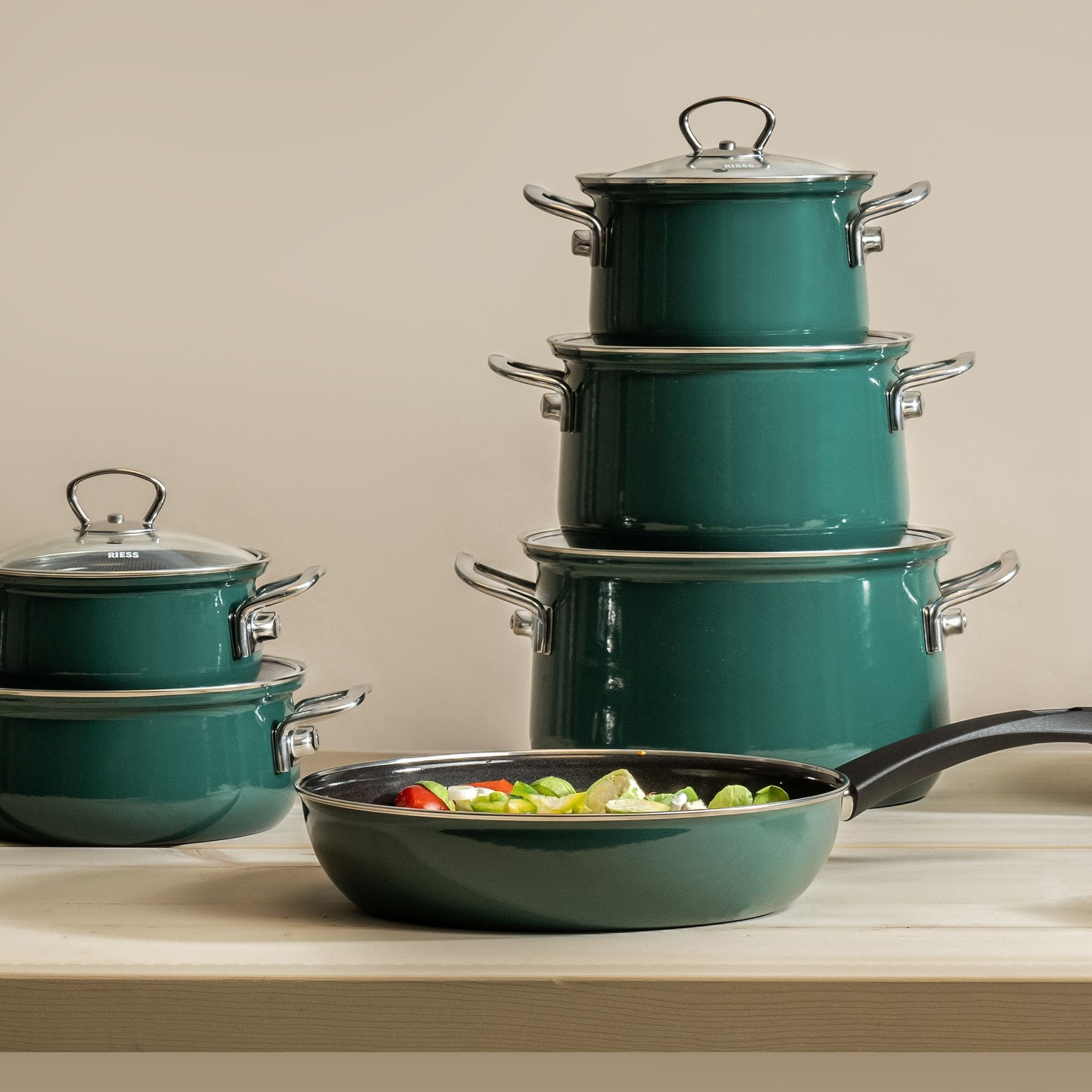 Riess NOUVELLE - Teal- Geschirr-Set 5-tlg.