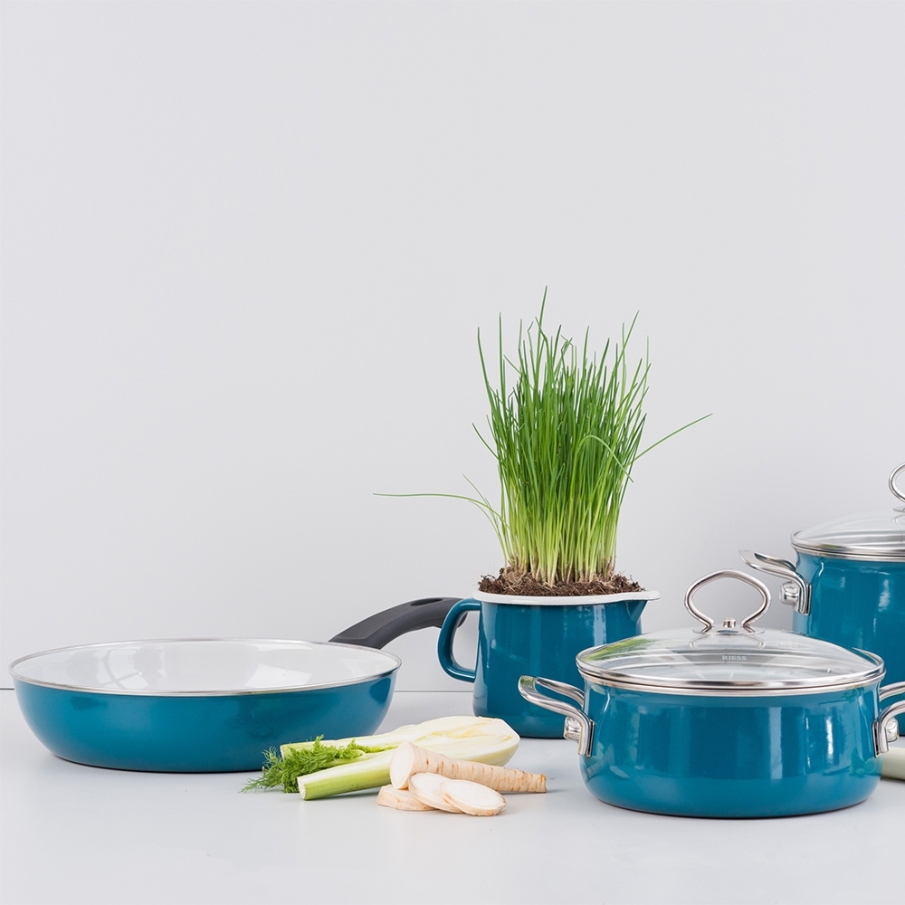 Riess NOUVELLE - Aquamarin EXTRASTARK - Emaille Pfanne