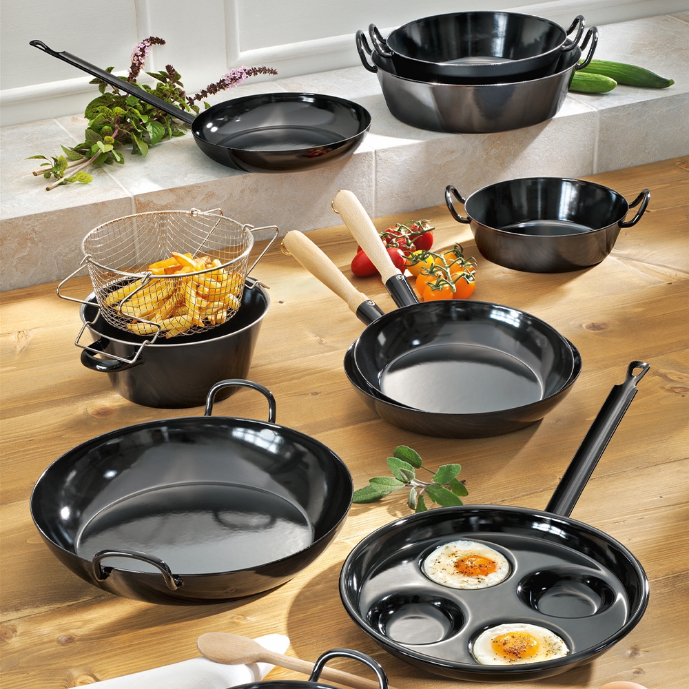 Riess CLASSIC - Black Enamel - Stewing Pan including glass lid