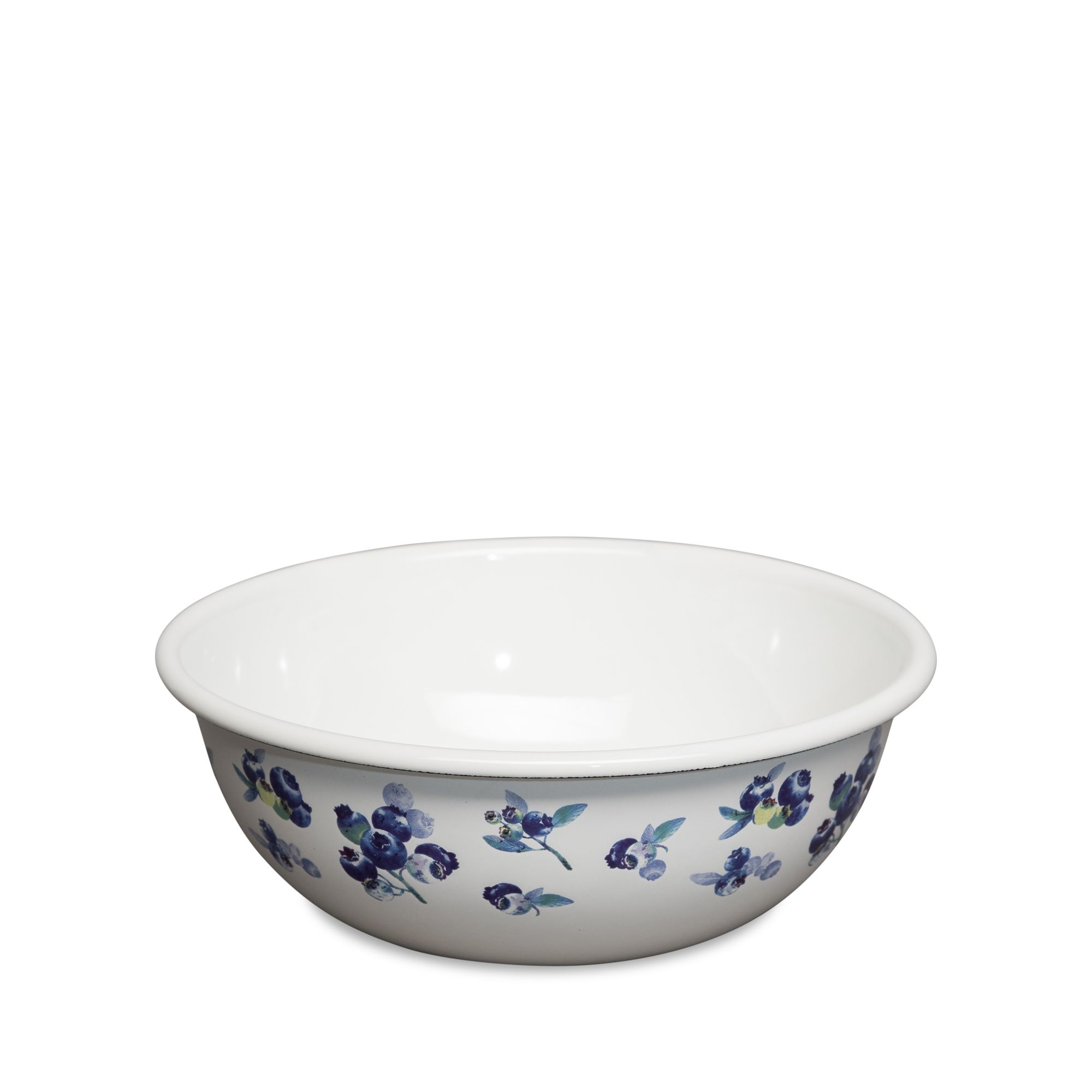 Round white bowl with blueberry pattern